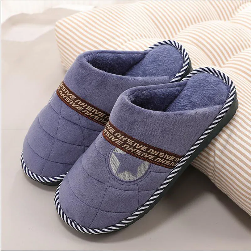 Мужские тапочки мужские зимние Тапочки низкий каблук одноцветная домашняя обувь