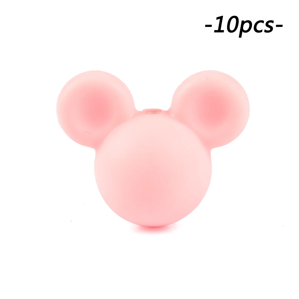 Rose Quartz LOFCA 10 шт./лот Микки силиконовые бусины Детские Прорезыватели игрушка мягкая Жевательная прорезыватель BPA бесплатно DIY Шарм ожерелье пищевой ювелирное изделие - Цвет: Rose Quartz