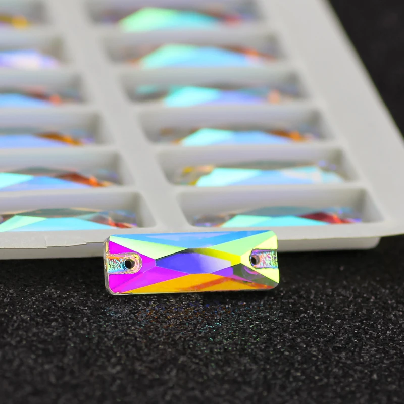 

Sew On AB Rhinestone Strip Shape Flatback Glass Crystal For Clothing Wedding Dresses Shoes Bags All For Decoration DIY