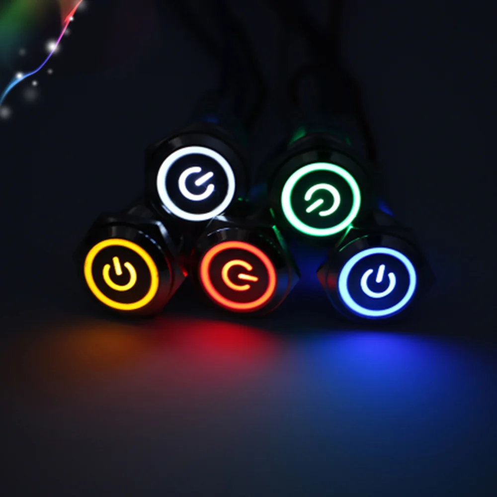 Металлическая кнопка с светильник блокировкой и самосбросом 1 шт. 12 мм со