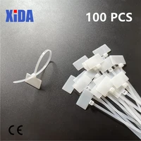 50pcs100pcs easy mark 4150mm white nylon cable ties tag labels plastic loop ties markers cable tag self locking zip ties