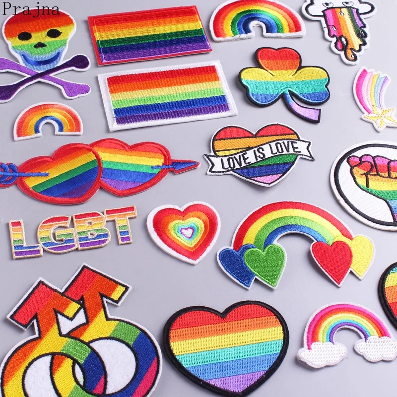 Праджня гордость из лоскутного топа с вышивкой заплаты для одежды флаг ЛГБТ