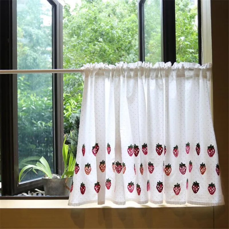 

Бесплатная доставка, платье в деревенском клубника половиной Кофе оттенки Кухня короткие небольшая занавеска жалюзи дом окна Decora Подзор Purdanh