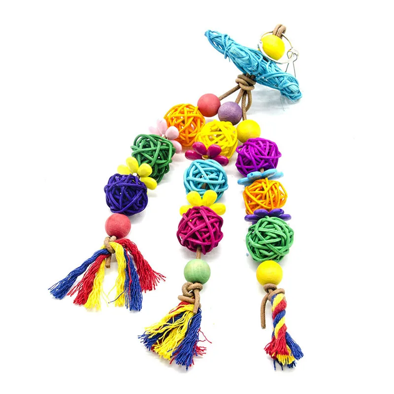 

Rattan Weave Budgie Perch Hanging Swing Parakeet Product Cage Decoration Parrots Toys Accessories for Bird Stand Supplies