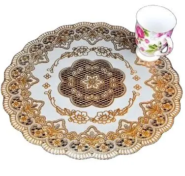 Современный с кружевом и ПВХ Цвета: золотистый пластиковый стол место коврик