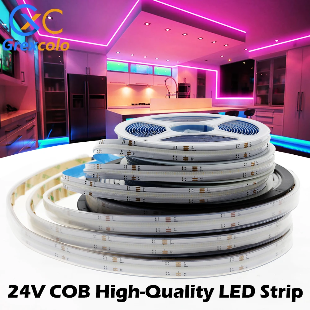

DC24V COB LED Strip 560 840 LEDs High Density Flexible COB LED Light CRI 90 CCT RGB RGBWW RGBNW RGBCW Waterproof LED Tape Ribbon