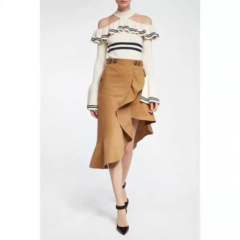 Дизайн для подиума модный полосатый вязаный свитер женский 2019 осень сексуальные