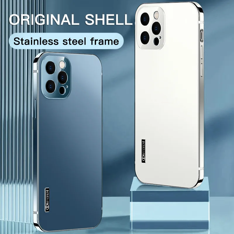 

Suitable for Iphone 13 metal frame mobile phone case 12pro lens all-inclusive 11promax primary color anti-fall protective cover