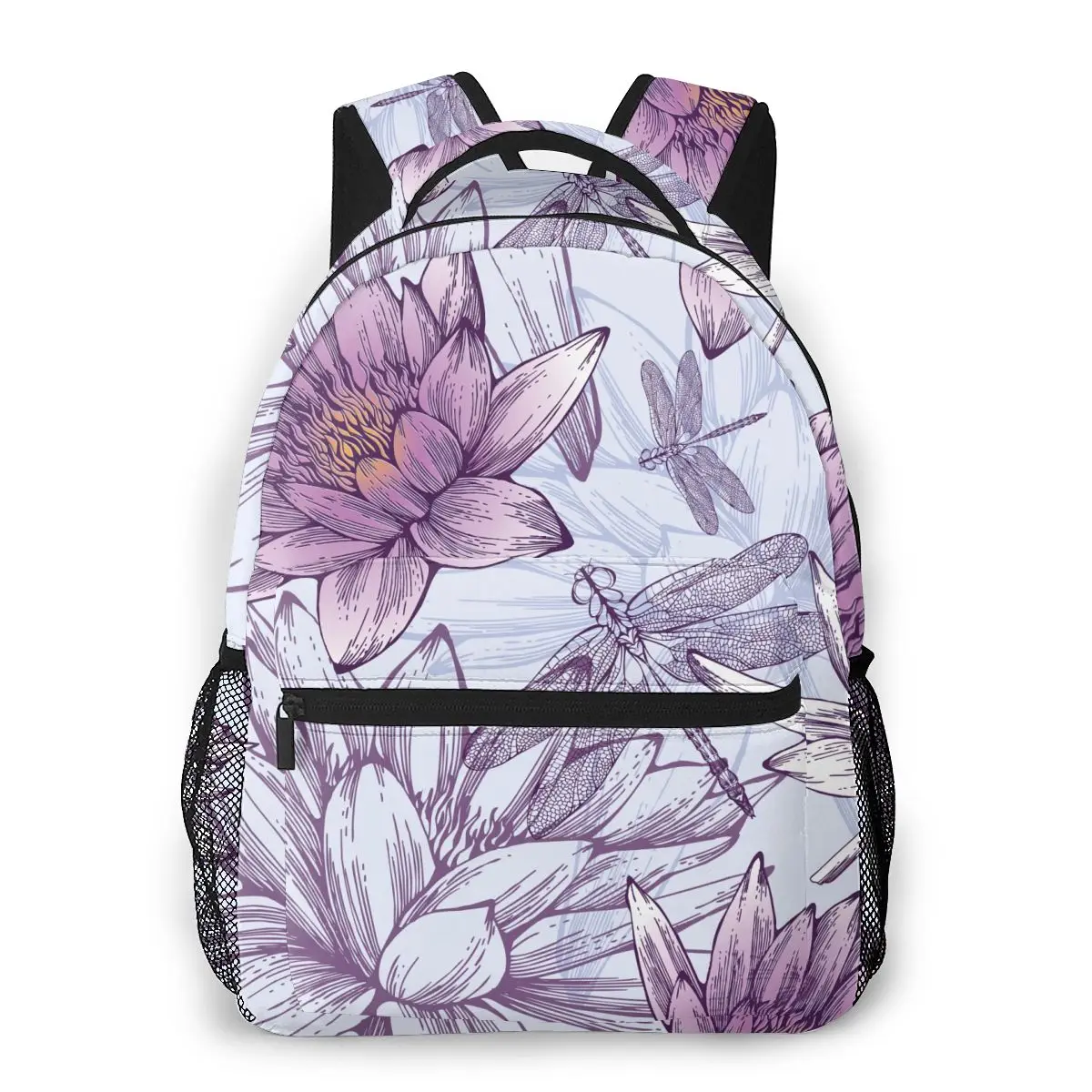 

2021 OLN Travel Backpacks Water Lilies And Dragonflies Girl Backpack For Women Large Capacity School Bag For Teenage