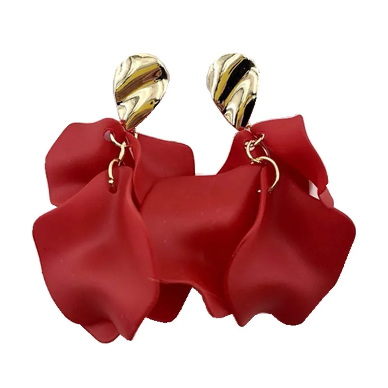 Aretes de mujer, современный стиль, дизайн, большие красные лепестки роз, серьги с кисточками, тренд, темперамент, летние корейские серьги для женщин
