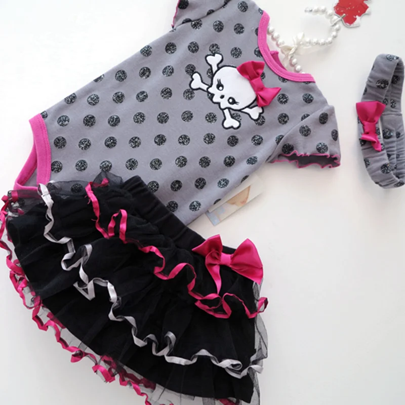 Летние комплекты одежды для маленьких девочек комбинезон + юбка пачка повязка на