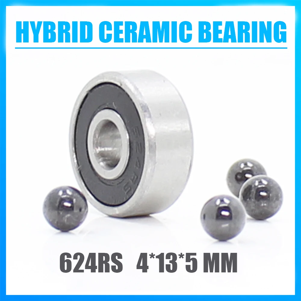 624 Hybrid Ceramic Bearing 4*13*5 mm ABEC-1 ( 1 PC) Industry Motor Spindle 624HC Hybrids Si3N4 Ball Bearings 3NC 624RS