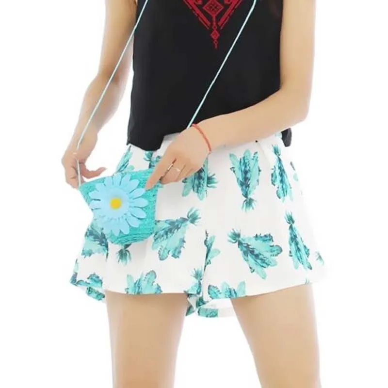 

Boho Mini Yellow Machine Small Bag Cute Straw Bag Diagonal Small Flower Bag Mobile Phone Key Change Beach Bag