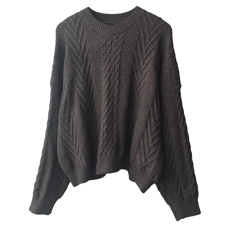 

2020 New Autumn Winter Women Sweater Lazy Style Soild Fashion Long Sleeve Pollovers Kintted Round Neck Loose Female Casual Tops