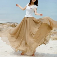cocobla beach skirt women boho light fabric chiffon maxi skirts summer clothes high waist casual long skirt female