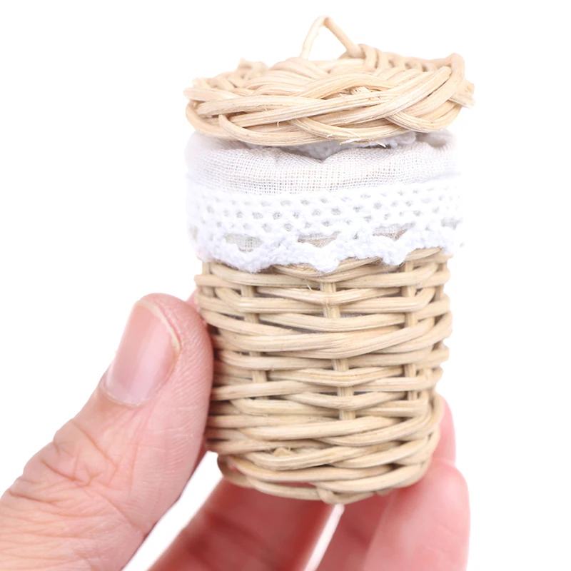 

New 1/12 Dollhouse Miniature Handmade Bamboo Basket Doll House Decor Ornaments