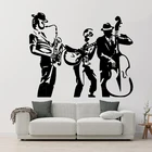 Наклейка на стену с изображением джазовой группы музыкальных инструментов для девочек и мальчиков, украшение для спальни, наклейка на стену с изображением музыкальной гитары, мужские плакаты P473, пещерный гараж