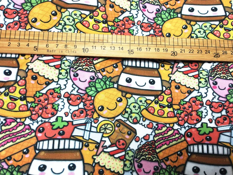 145 см Ширина мультфильм попкорн и пиццы холщовая ткань с принтом для подушек вам