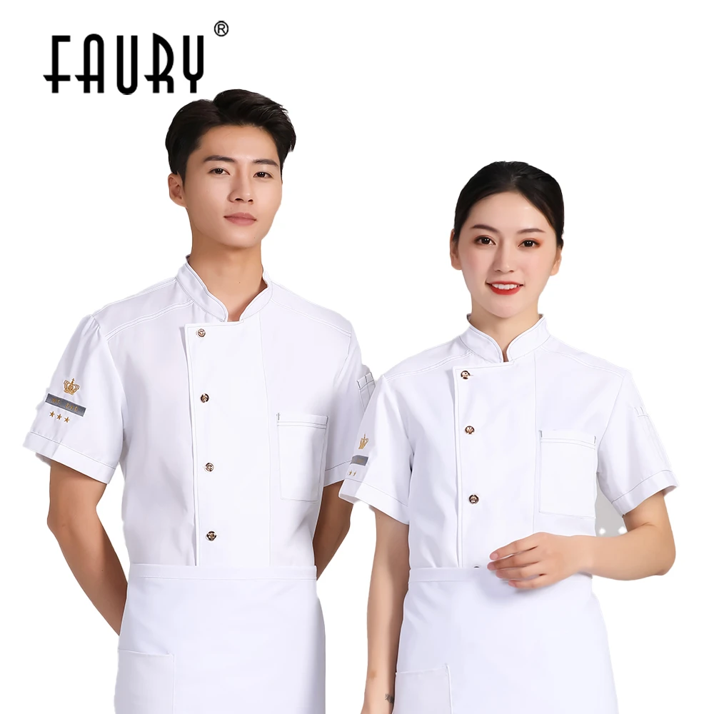 

Chef Uniform Women Men Chef Jacket Jaqueta Masculino Kitchen Restaurant Hotel Cook Shirt Short Sleeve Summer Cooking Clothes