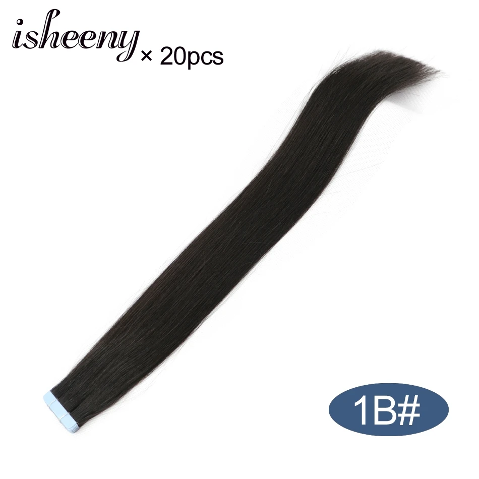 Isheeny 1" 18" 2" 22" 2" Реми ленты в человеческих волос Смешанный Цвет 18/613# Бесшовные лента на волосы прямые салон Стиль 20 штук - Цвет: # 1B