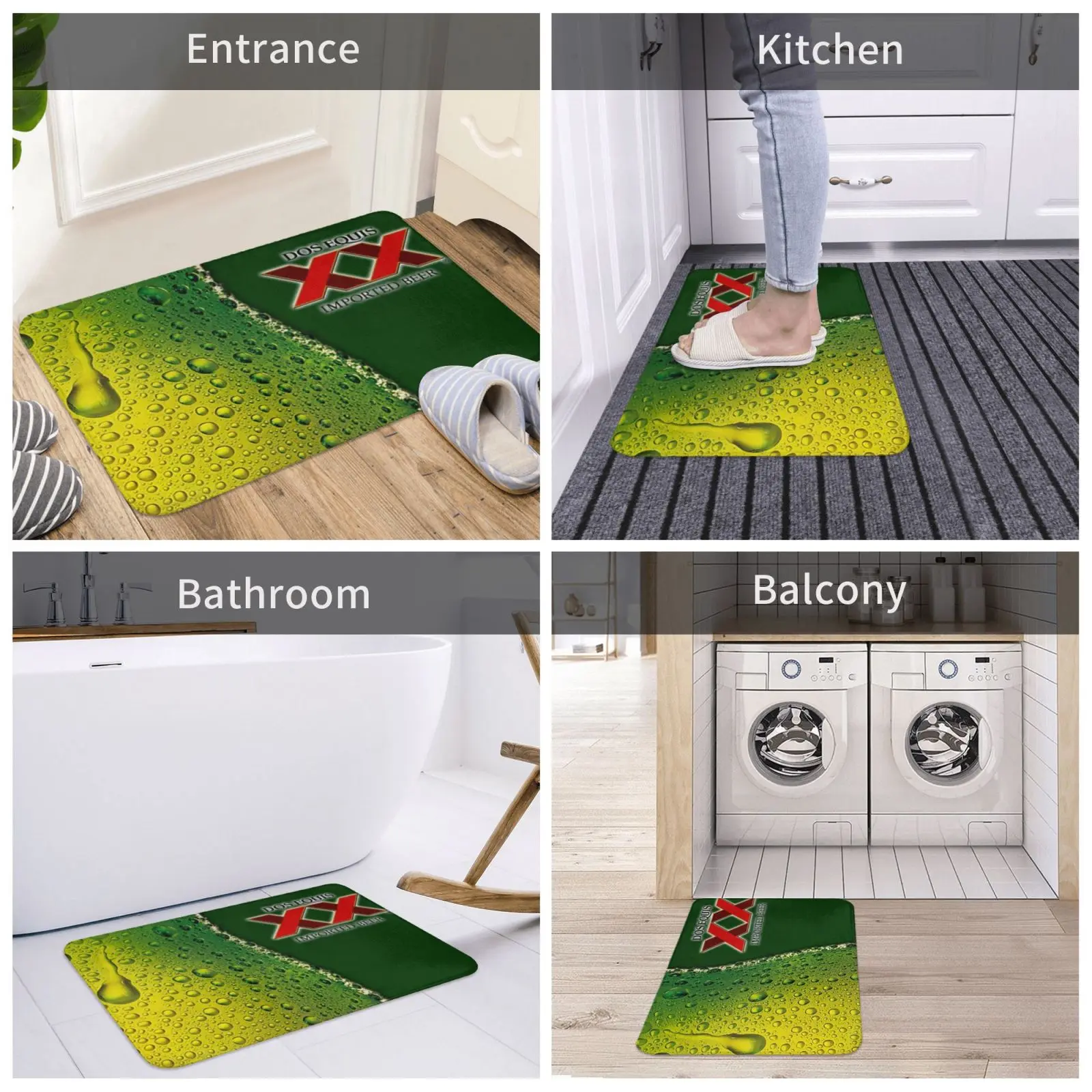 

Dos Equis XX Pattern Floor Mat , Front Carpet and Kitchen Carpet,for Bedroom, Laundry Room, Bathroom, Living Room