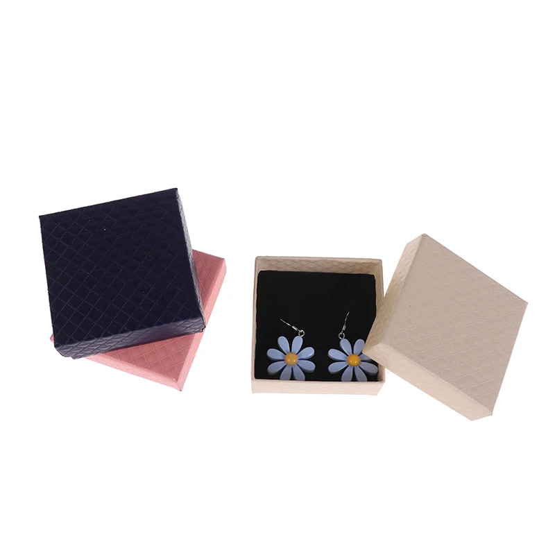 

Square Jewelry Box Necklaces Earrings Organizer Boxes Gift Packing Ring Display