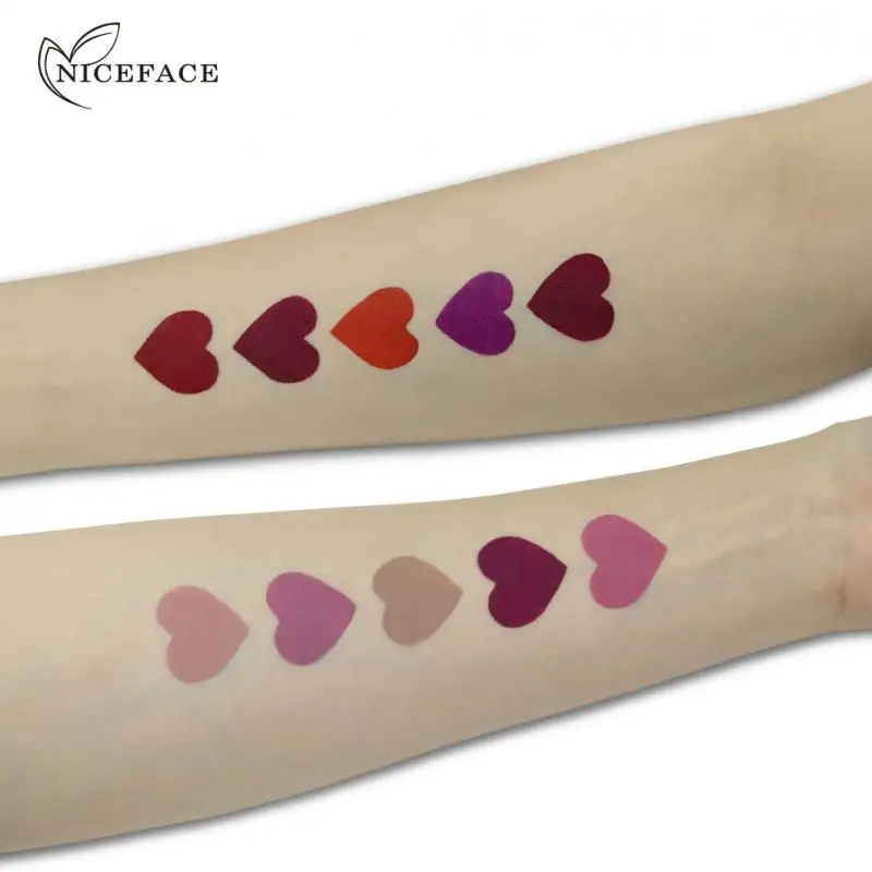 Creative Heart Shape Sexy Lip Gloss Matte Fog Surface Lipstick Long Lasting Waterproof Non-stick Cup Women Makeup Cosmetic TSLM1 | Красота и