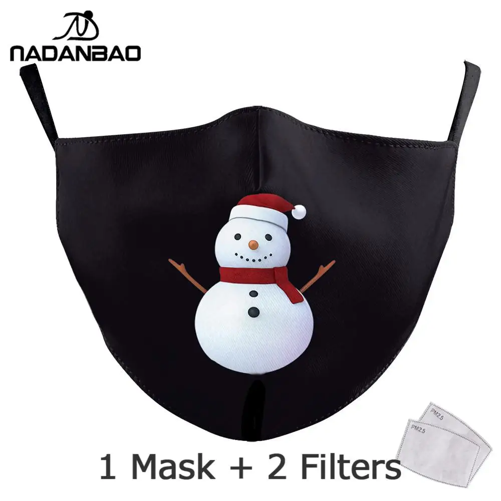 Маска с принтом Санта-Клауса для Нового года от NADANBAO - стильный аксессуар всех возрастов