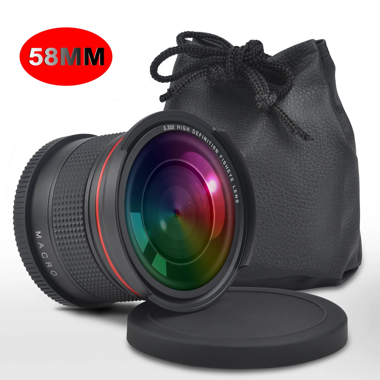 Широкоугольный объектив Canon рыбий глаз 58 мм 0 35x (с макрообъективом) для EOS Rebel 70D 77D