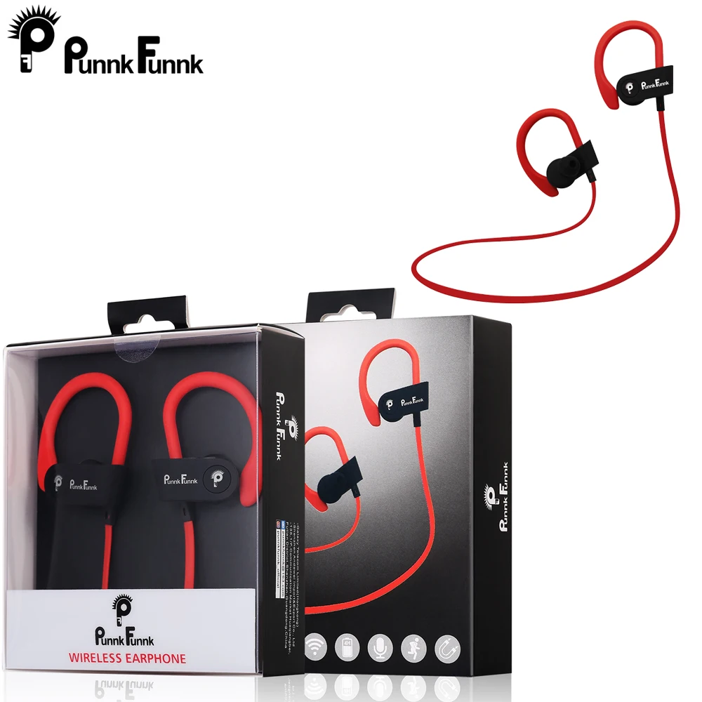 PunnkFunnk Bluetooth 5,0 наушники беспроводной крючок для гарнитуры вкладыши с микрофоном Стерео Auriculares Bluetooth наушники для iPhone - Цвет: Red color