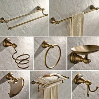 antique bronze carved bathroom hardware sets wall mounted bathroom products brass towel ring bathroom accessories set kxz030