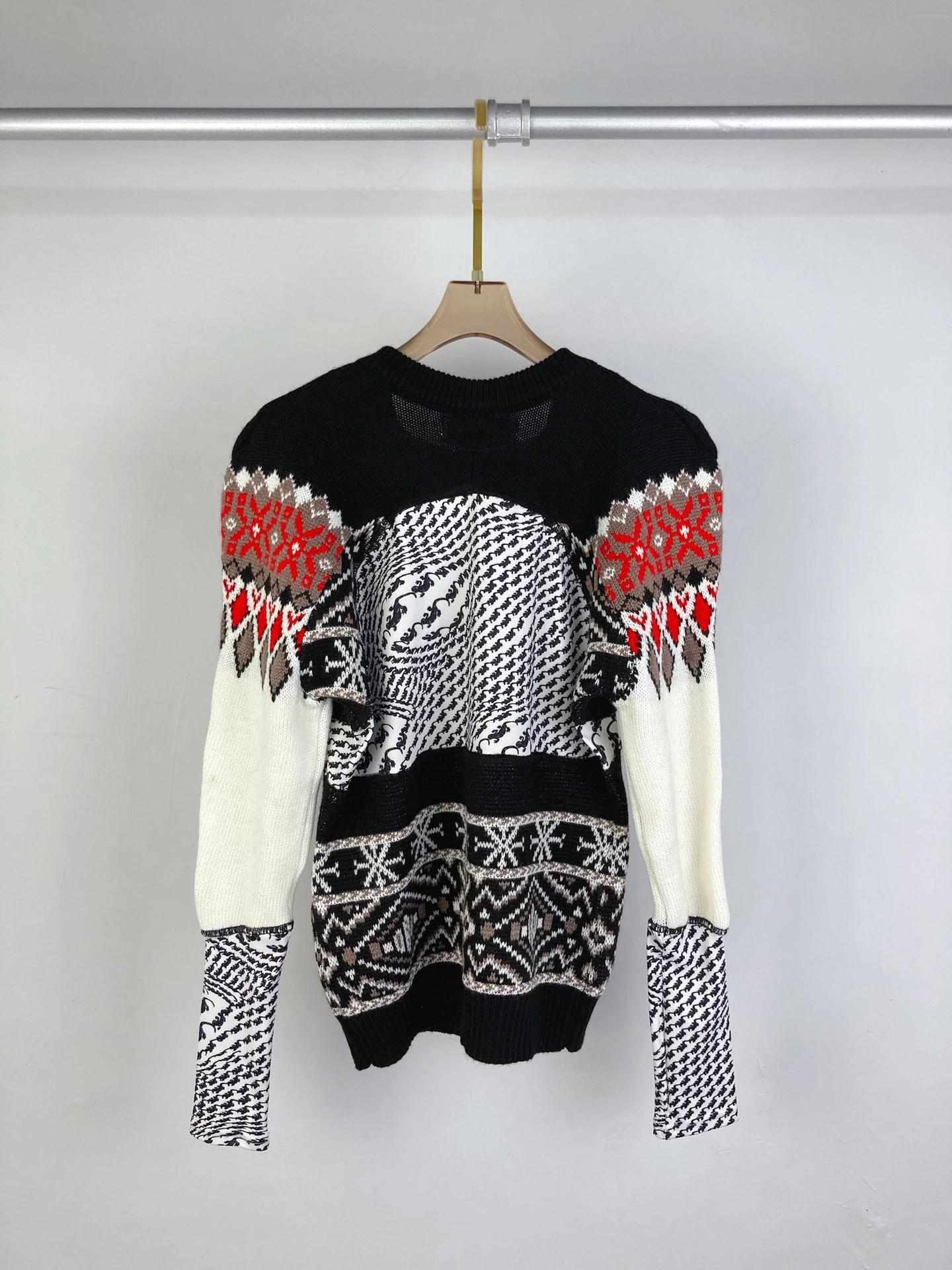2020 new ladies fashion long-sleeved sexy retro knitted stitching moon base sweater 1215