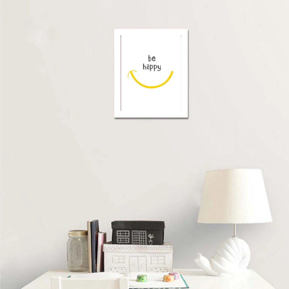 Картина на холсте INS Be Happy настенный постер с цитатами декор для гостиной домашний