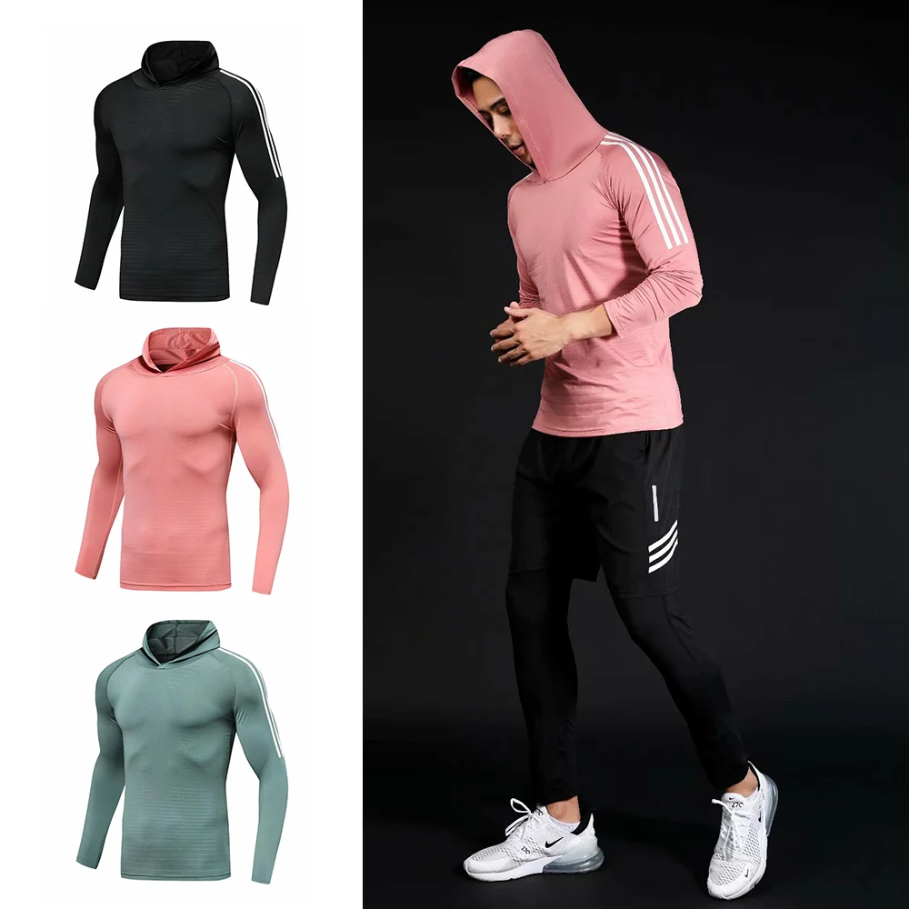 

YD-FU Men's Fitness Rashguard Long Sleeve T-Shirt Fitness Compression Shirt Tight Stretch Gym Running Top Sports Jersey