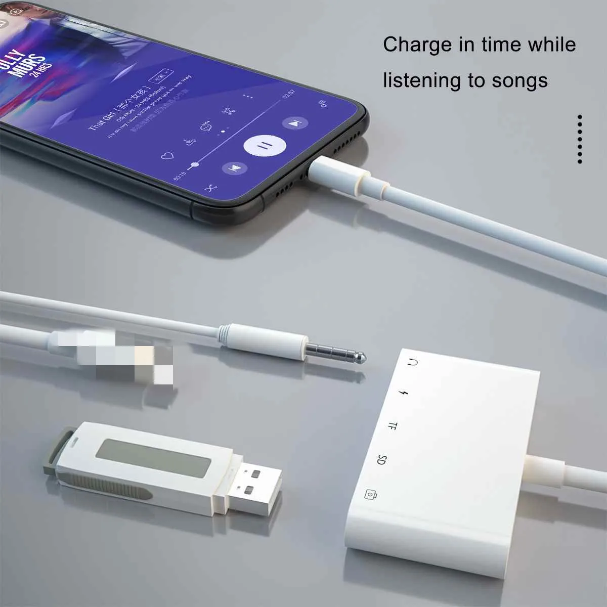 Sindvor 5 в 1 TF SD кардридер для Lightning к USB OTG адаптер iPhone поддержка MIDI клавиатура мышь