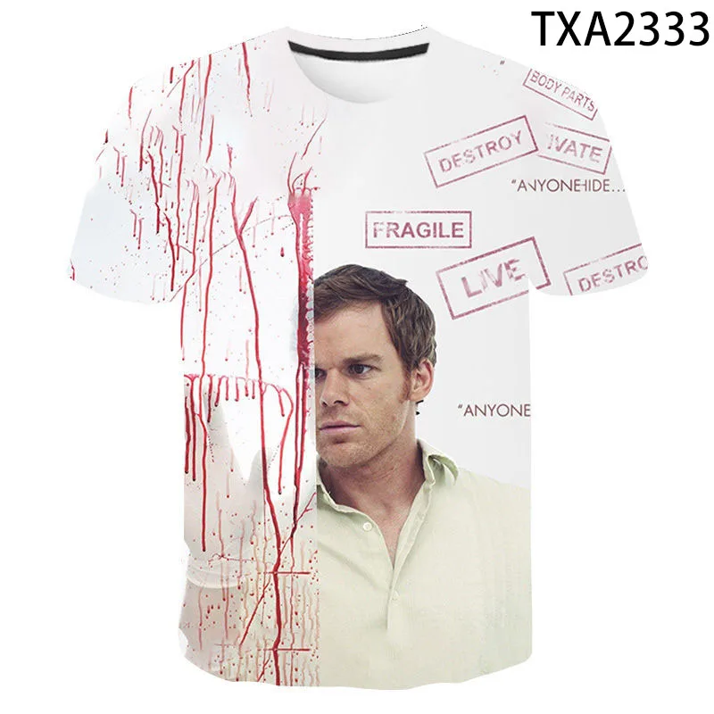 

2021 New Summer Men Women Children Dexter 3D Printed T shirt Fashion Streetwear Boy Girl Kids Short Sleeve Cool Tops Tee