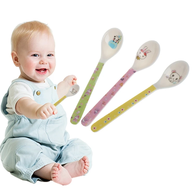 

2pcs Cartoon Baby Kids Feeding Spoon High Quality Melamine Baby Spoon Flatware