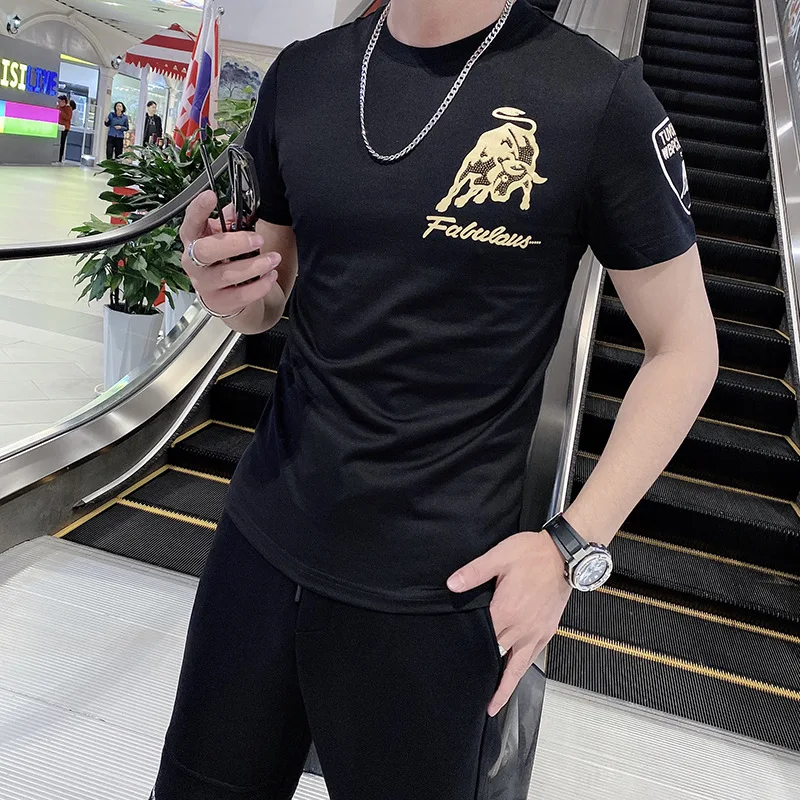 

Men's Taurus 2021 summer natal year clothes red short-sleeved tide brand casual fashion top T-shirt half-sleeved shirt
