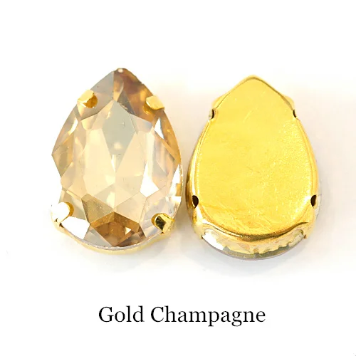 Gold Champagne Teadrop стеклянные стразы для шитья страз с золотыми каплевидными каплями, много цветов, стразы для пришивания, свадебные украшения E7068 - Цвет: Gold Champagne