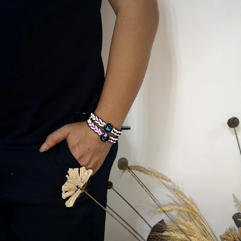 

New Men Women's Zodiac Hand-woven Bracelet Net Red Hot Reflective Hand Fashion Personality Student Jewelry Couple Gift 2020