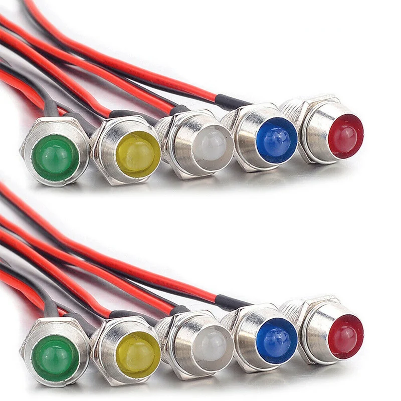 

10 шт., водонепроницасветодиодный светодиодные индикаторы поворота, 8 мм, 12 В