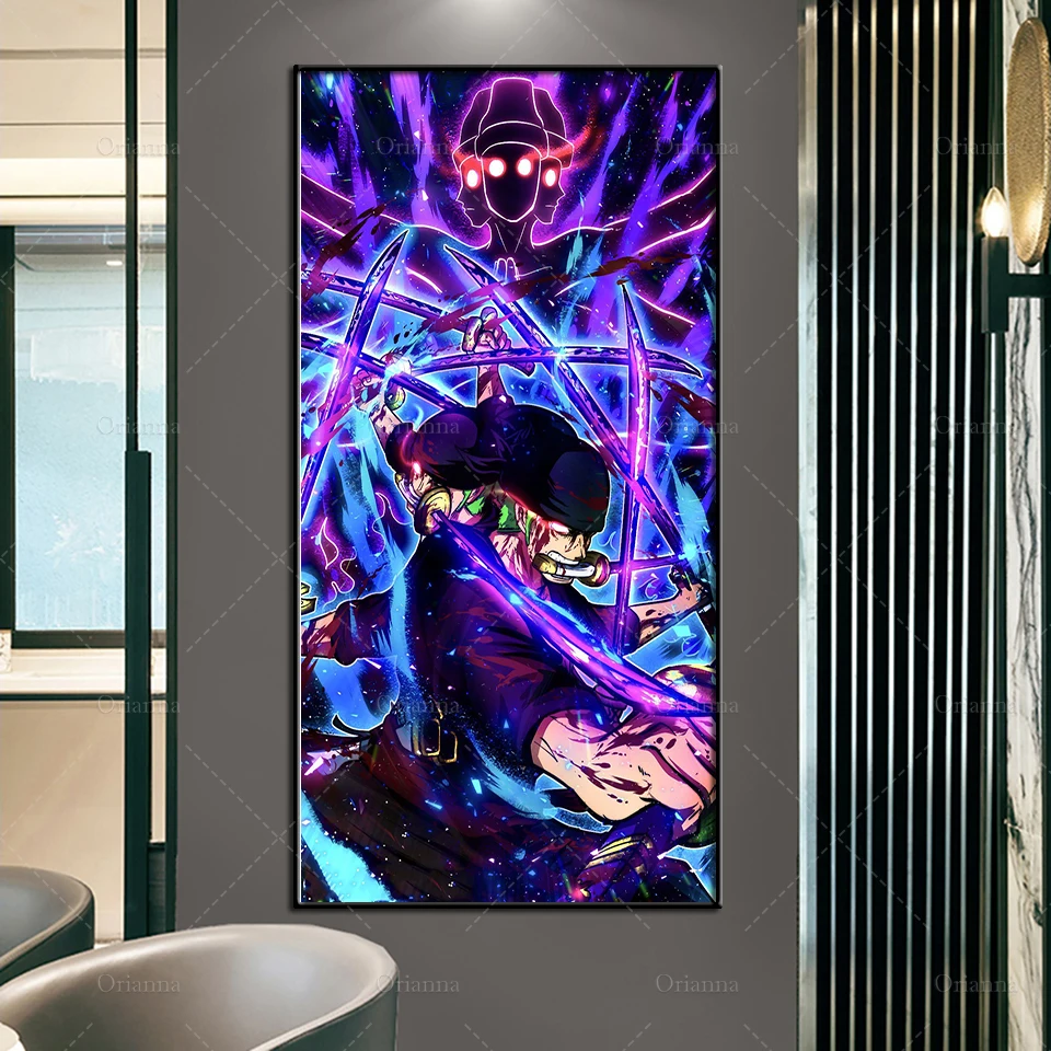 

Modern Canvas Painting Anime Poster One Piece Roronoa Zoro Wall Art Modular Pictures For Corridor Bedroom Decoration Home Frame