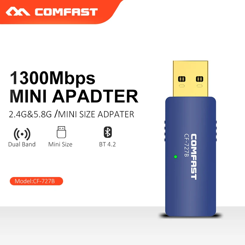 USB WI FI Bluetooth адаптер 1300 Мбит/с Dual Band 2 4 ГГц/5 ГГц Wi Fi Ethernet прием WiFi и передачи CF 727B