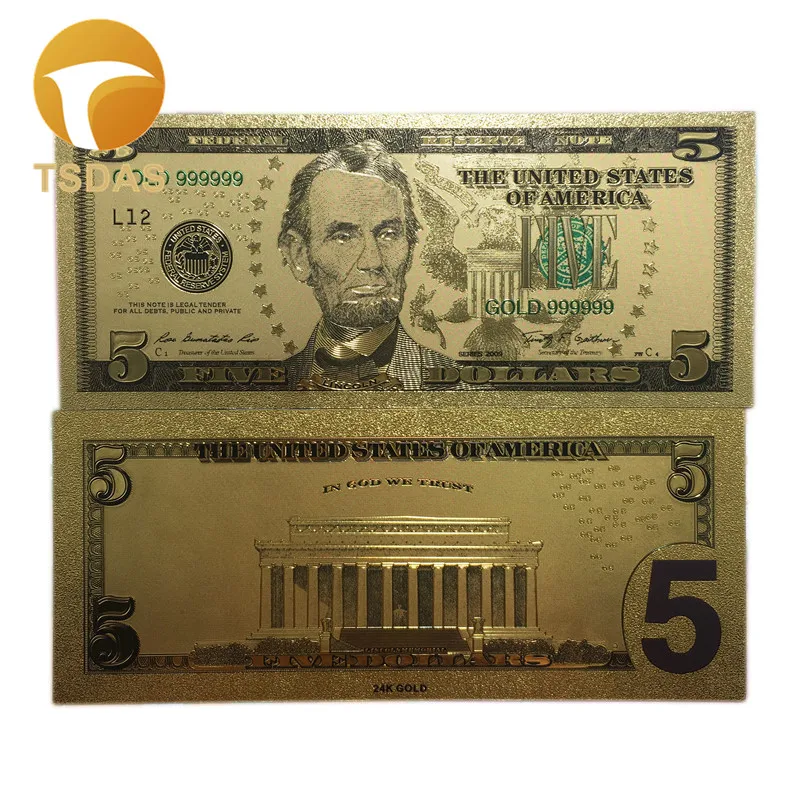 США $1-100 долларовая Золотая банкнота красочные банкноты для сувениров золотые