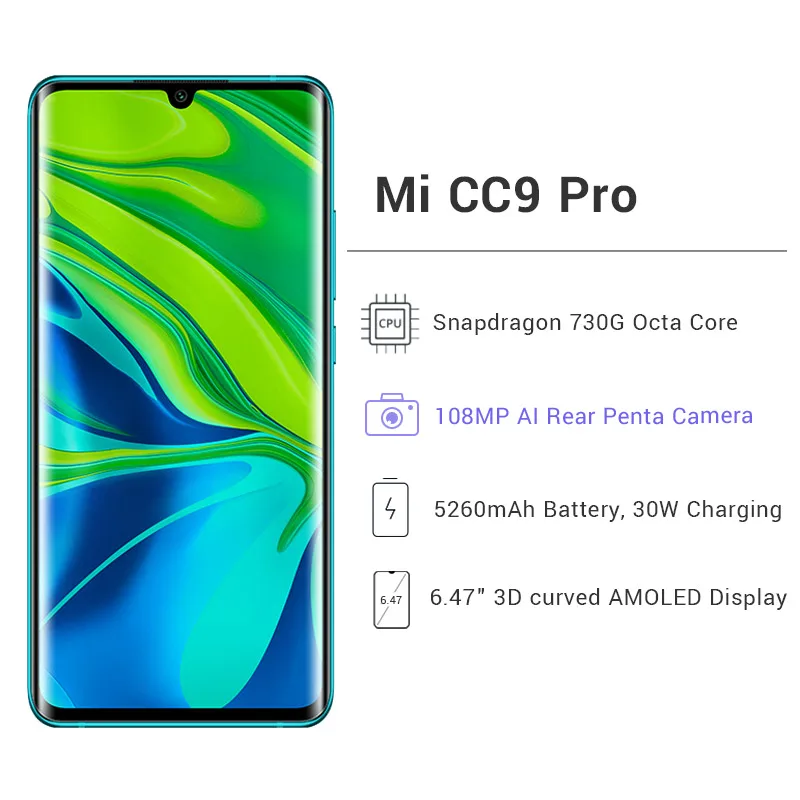 Глобальная ПЗУ Xiaomi Mi CC9 Pro 8 Гб 256 ГБ 108 МП пента камера смартфон восьмиядерный Восьмиядерный 3D экран 5260 мАч
