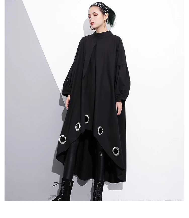 Женское платье Новинка весна-осень 2019 короткое спереди сзади с длинным рукавом