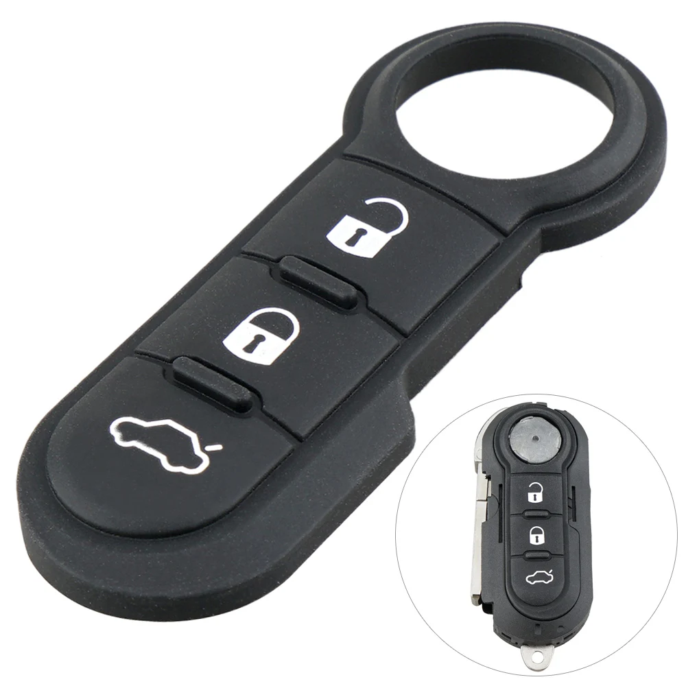 

3 Buttons Folding Remote Car Key Shell Automobile Key Case Replacement Rubber Pad Fit for Fiat 500 Panda Abarth Punto