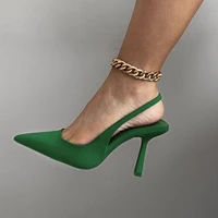 2021 new autumn women pumps sandals pointed toe heels wedding green pumps size 35 42