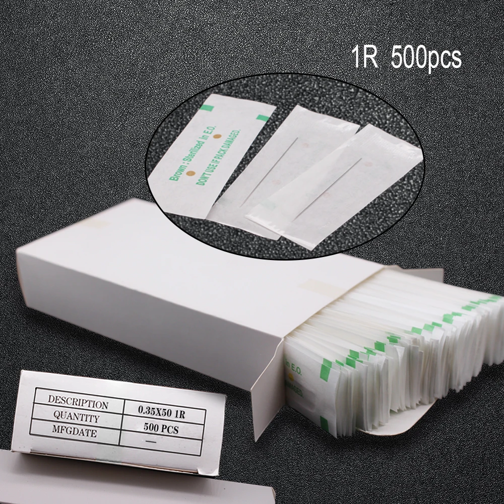 500 шт./кор. 0,35x50 мм 1R иглы татуировки для перманентных макияж традиционные/Подводка для глаз и бровей/губы татуировки/машина