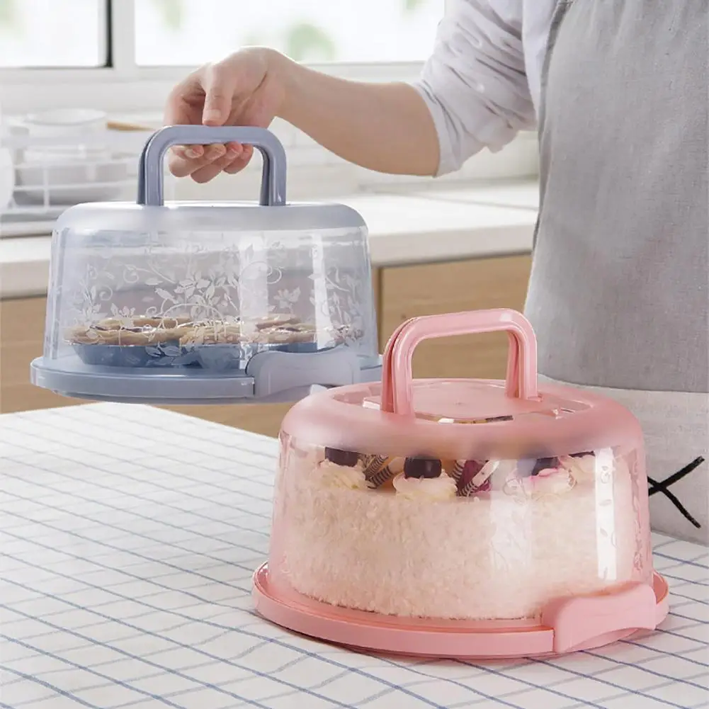 

Portable Cake Storage Box Round Birthday Wedding Kitchen Baking Container Holder Cake Box Cupcake Dessert Fruit Storage Carrier